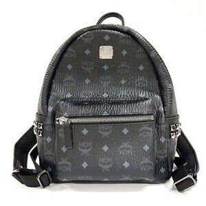 MCM Stark Visetos Side Studs Backpack Black bag logo